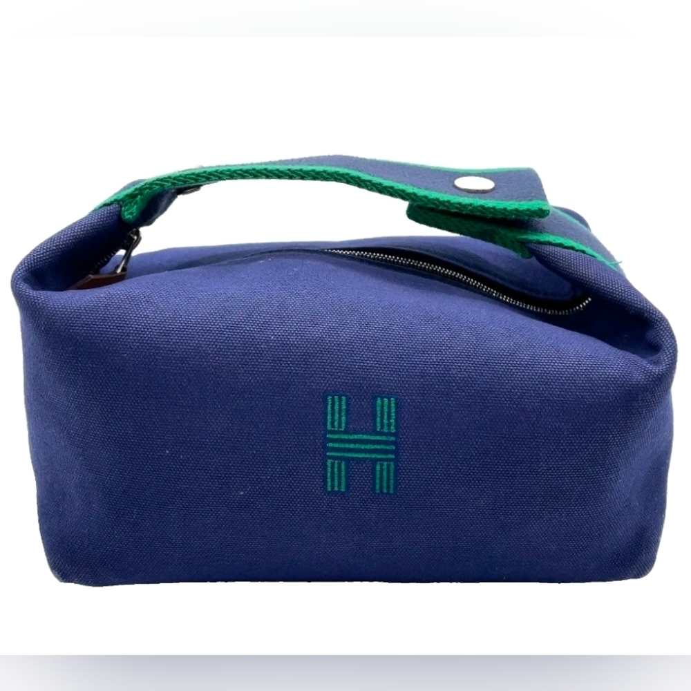 Hermes Bride A Brac PM Toile Cotton Navy Pouch